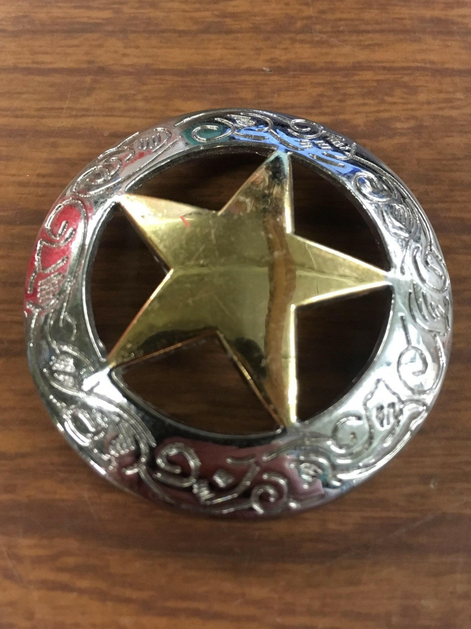 XLarge Silver/Gold Sheriff Star CS Concho.