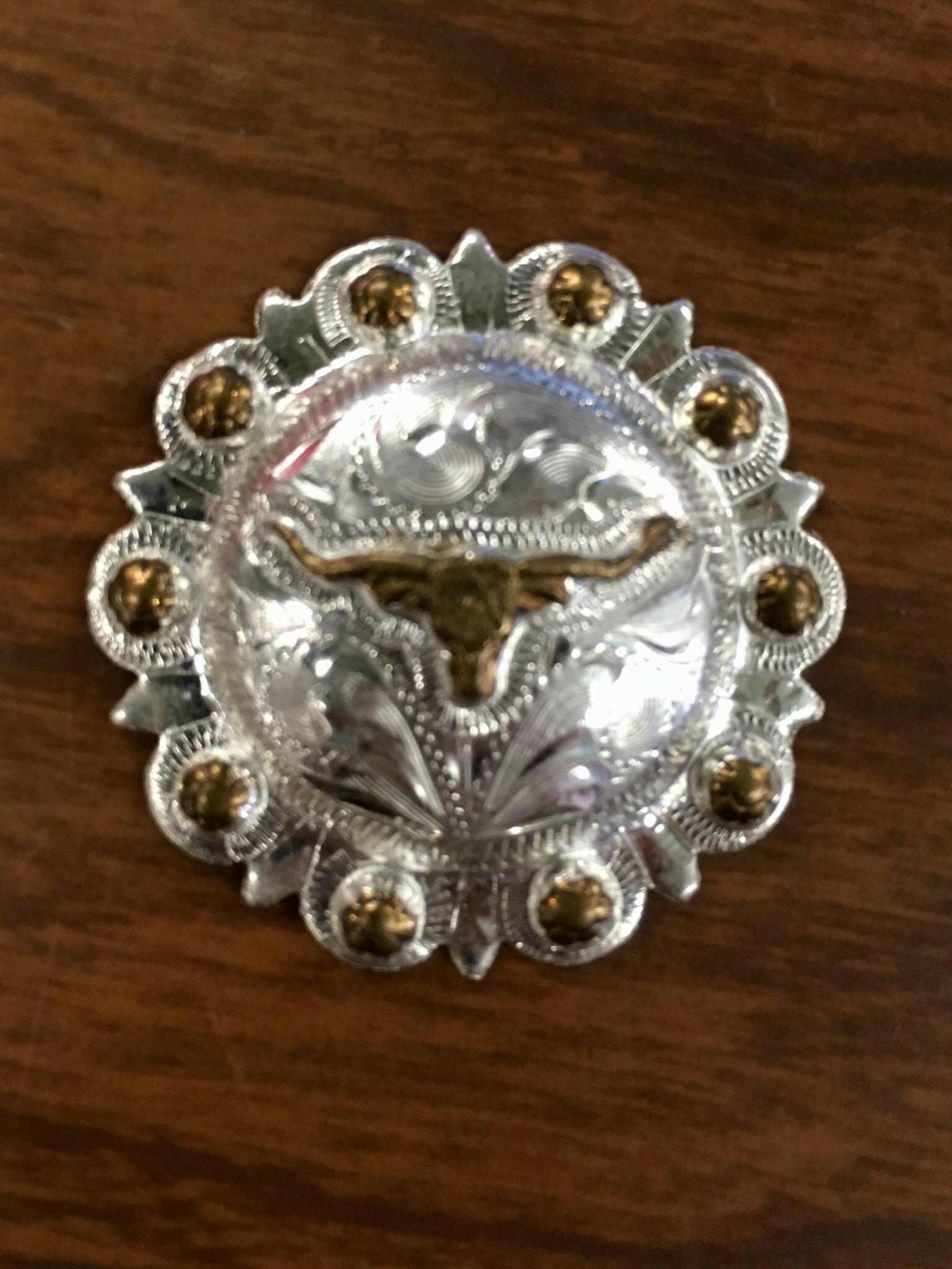 Large Silver Berry Steer Head CS Concho.