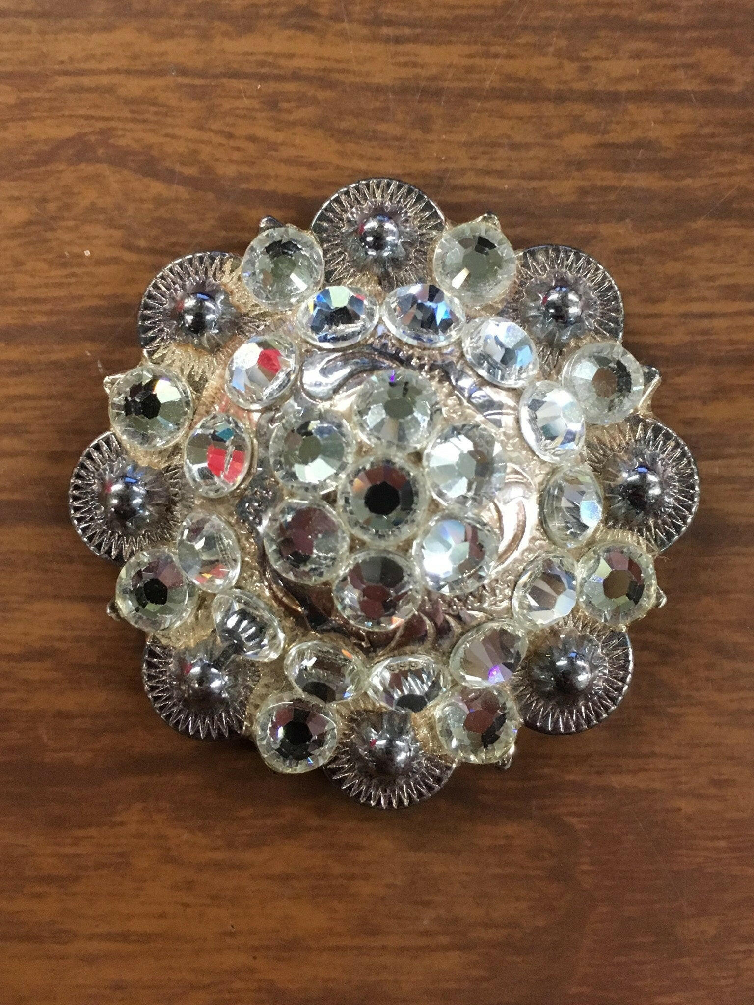Purple Clear Rhinestone Silverberry CS Concho.