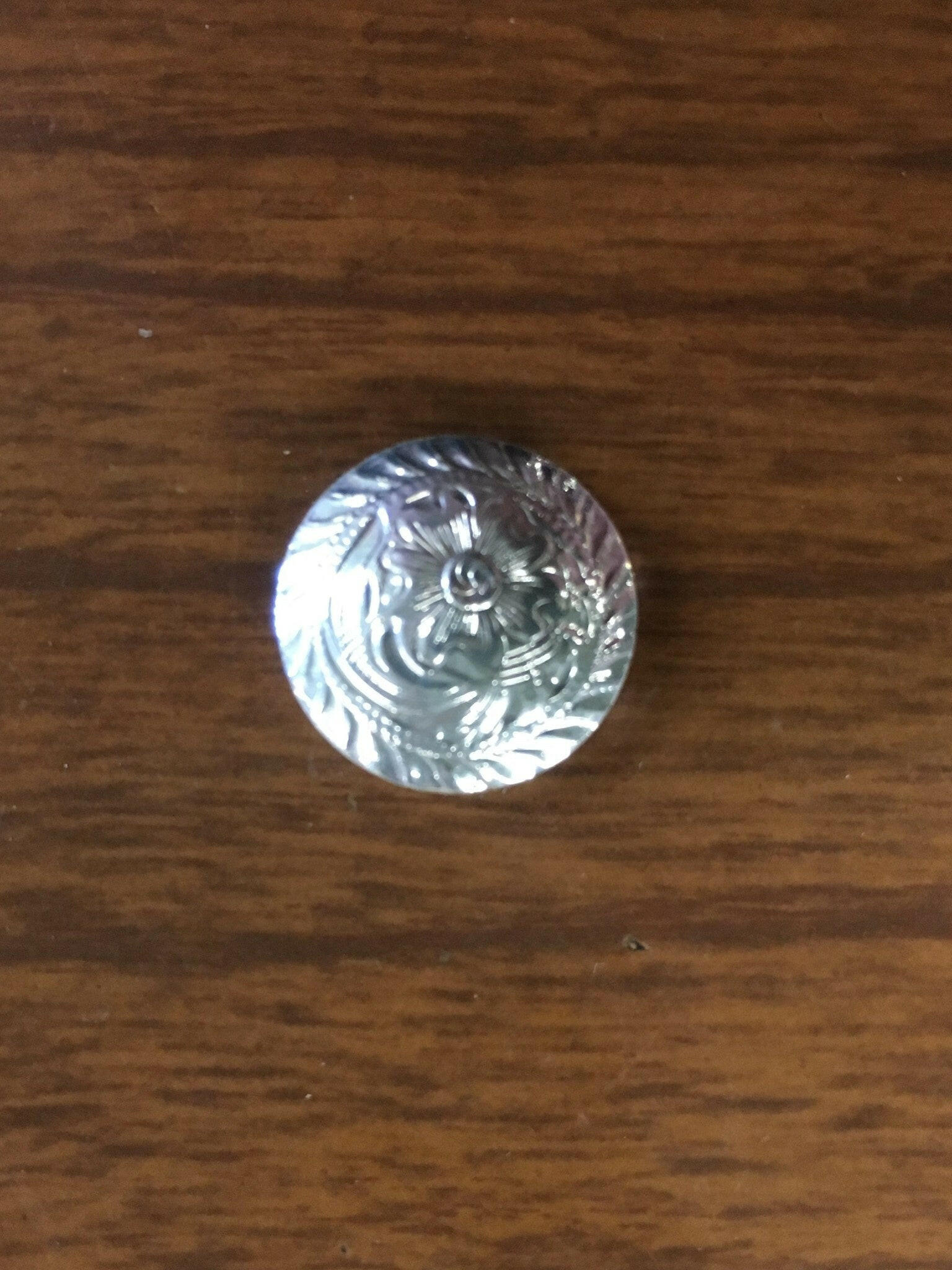 XSmall Flat Silver Engraved Rope Border CS Concho.