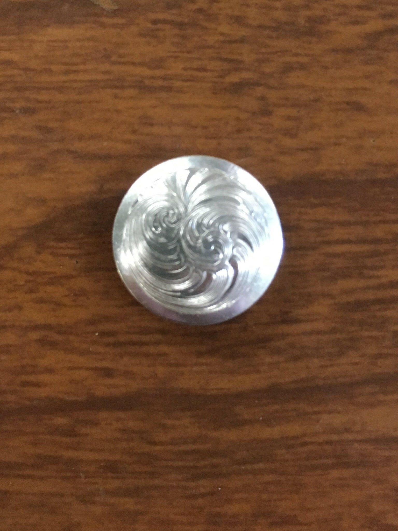 Xsmall Flat Silver Engraved Plain Border CS Concho.