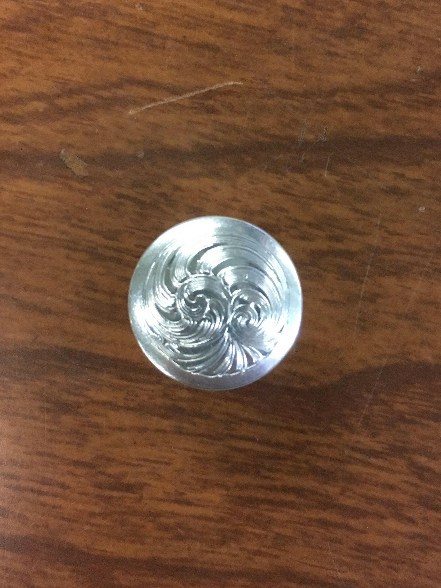 XSmall Raised Silver Engraved Plain Border CS Concho.