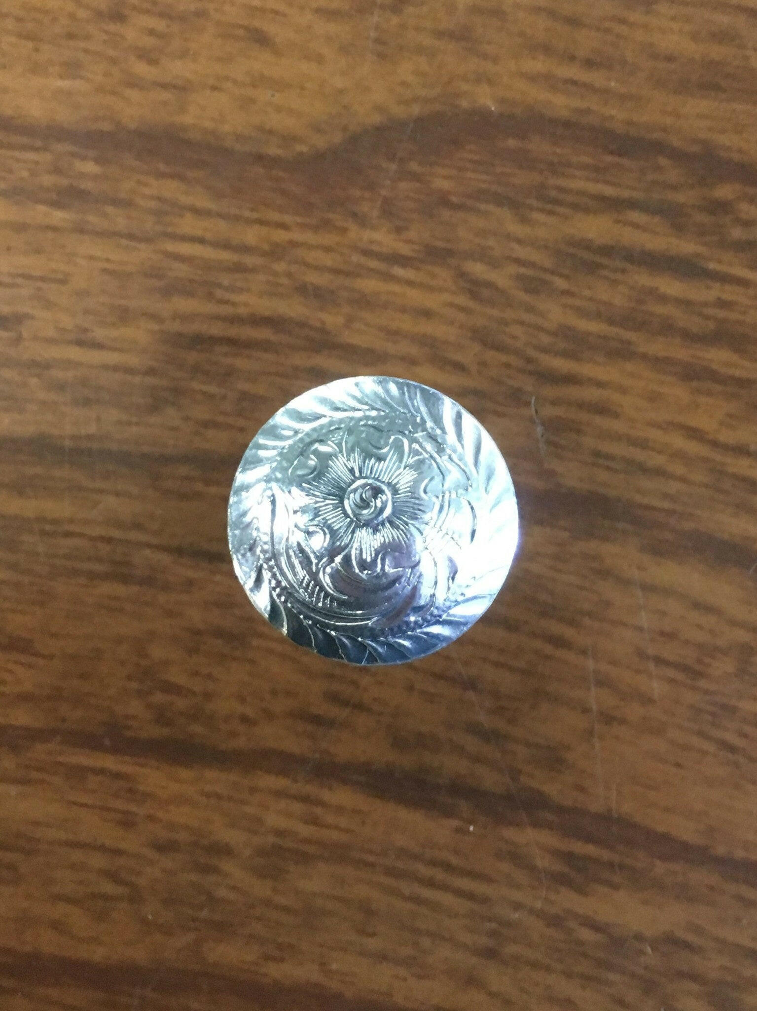 XSmall Raised Silver Engraved Rope Border CS Concho.