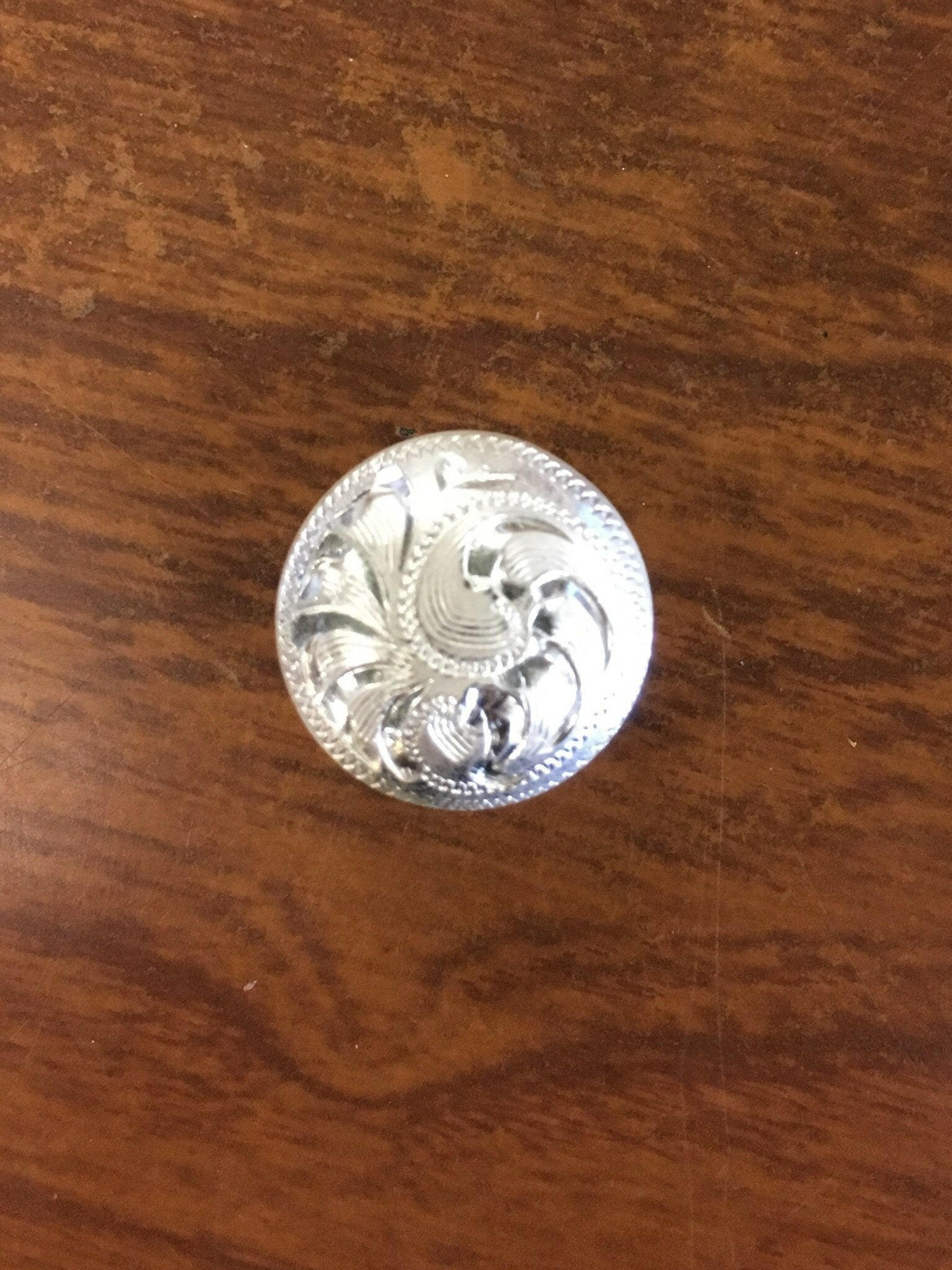 XSmall Raised Silver Engraved Filigree CS Concho.