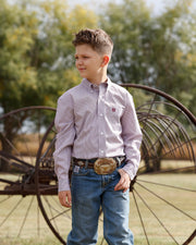 Cinch Boy's White/ Purple Striped LS Button MTW7060434.