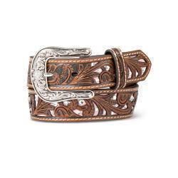 Ariat Girl's Pink Crystal Floral Scroll Belt A1307530
