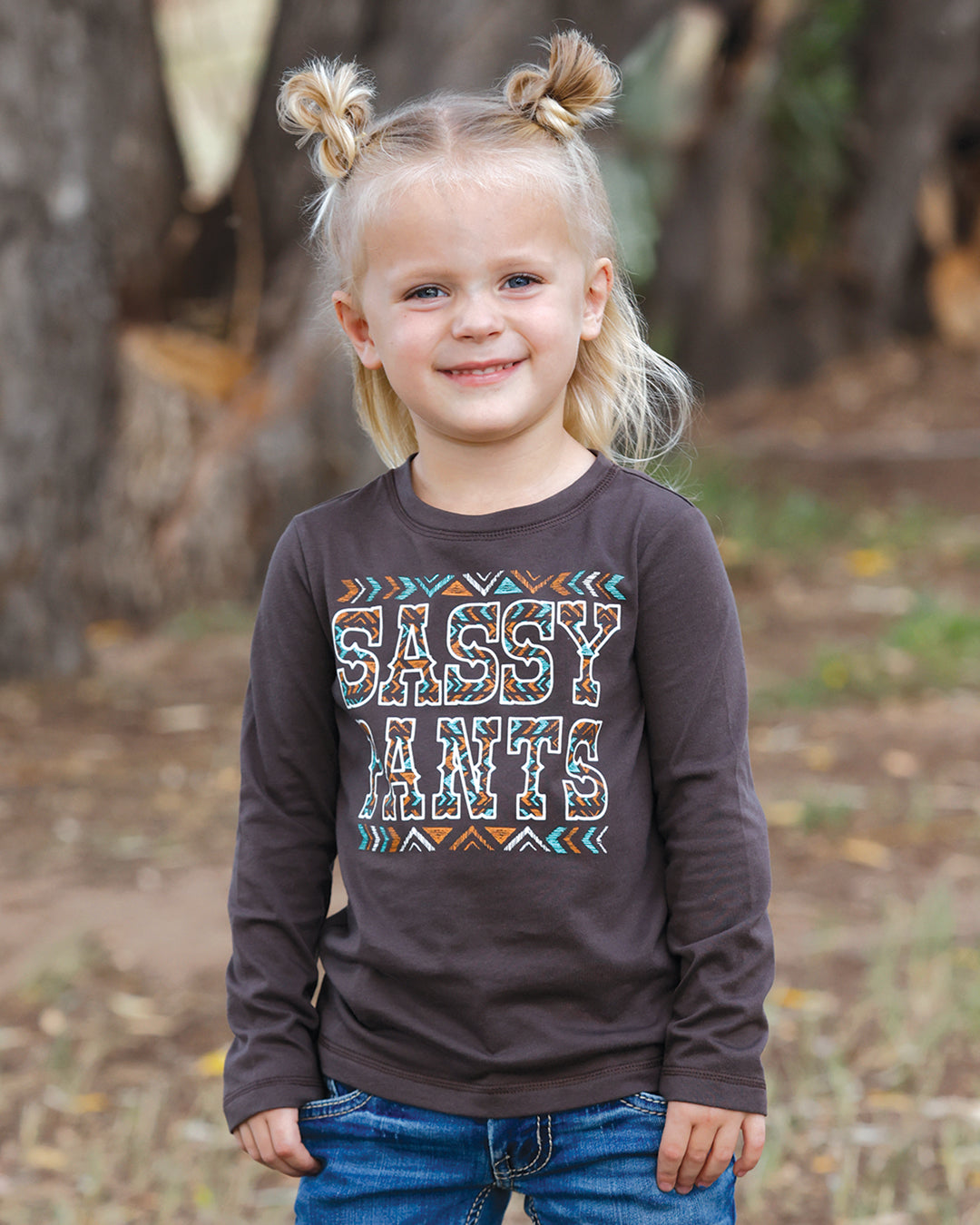 Cinch Girl's Brown LS T-Shirt CTK8860009.