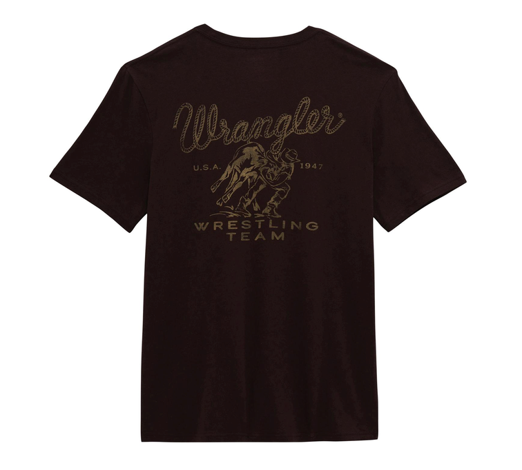 Wrangler Mens Steer Wrestling Tee Blk Cof 2380267.
