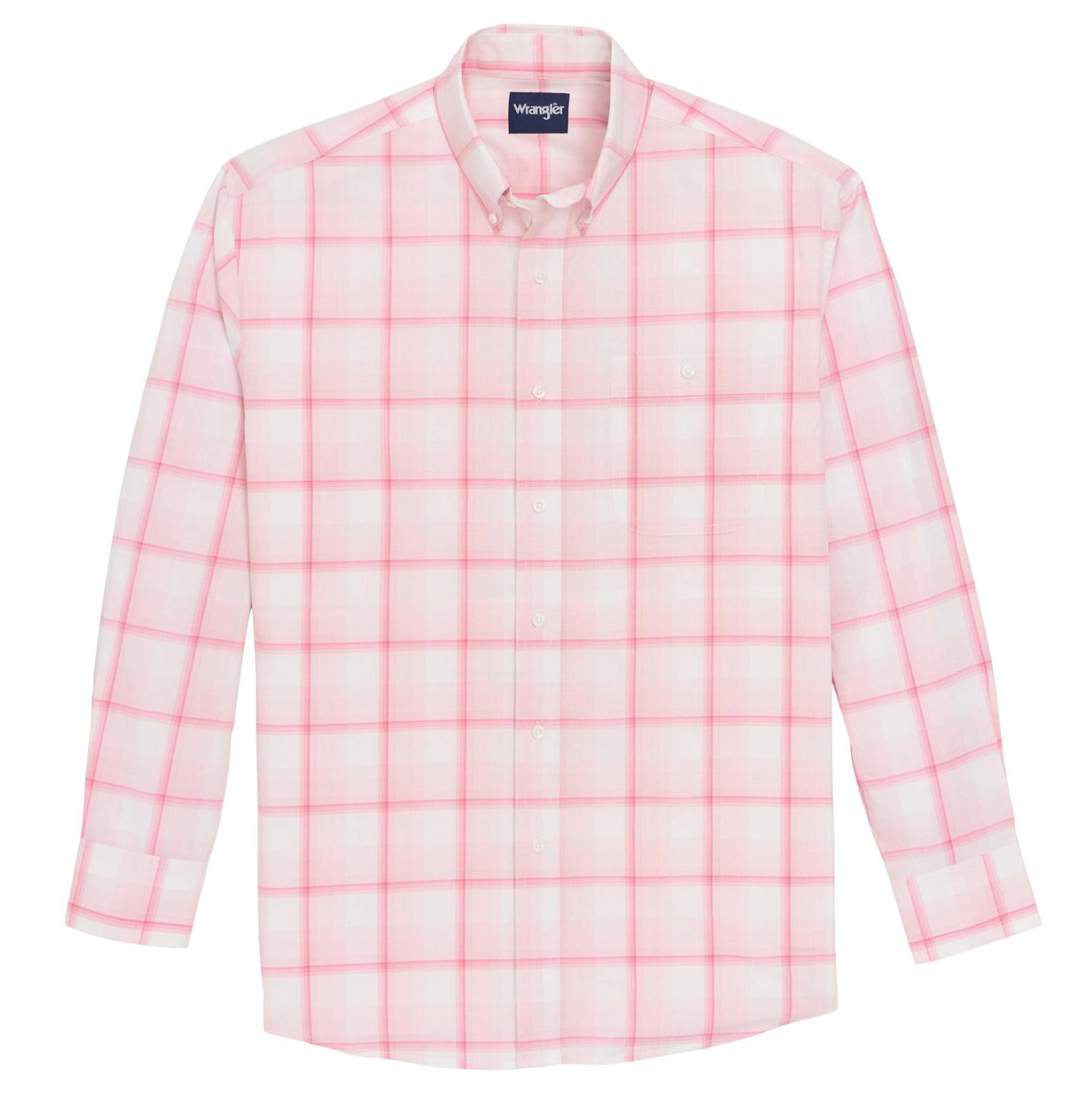 Wrangler Men's Bucking Cancer Pink Plaid Shirt 2379235