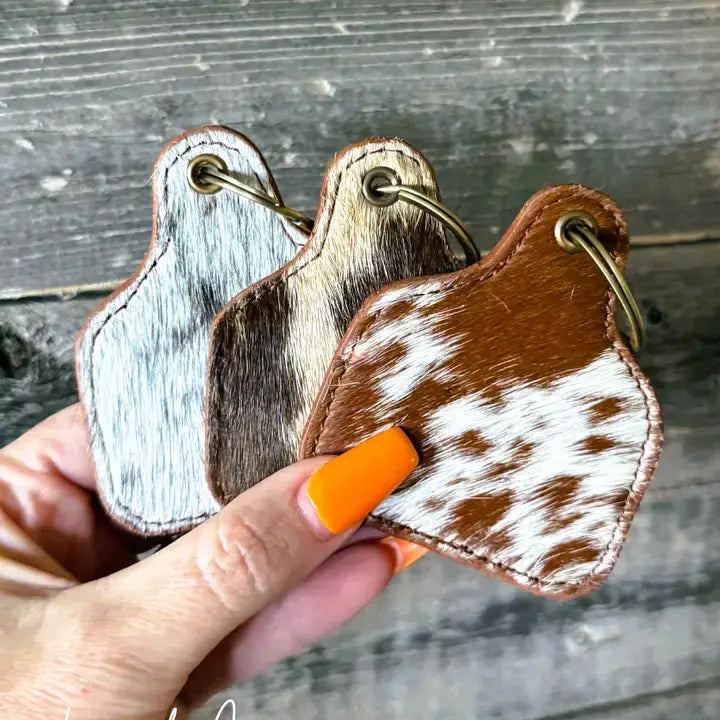 Countryside Cowhide Cow Tag Keychain