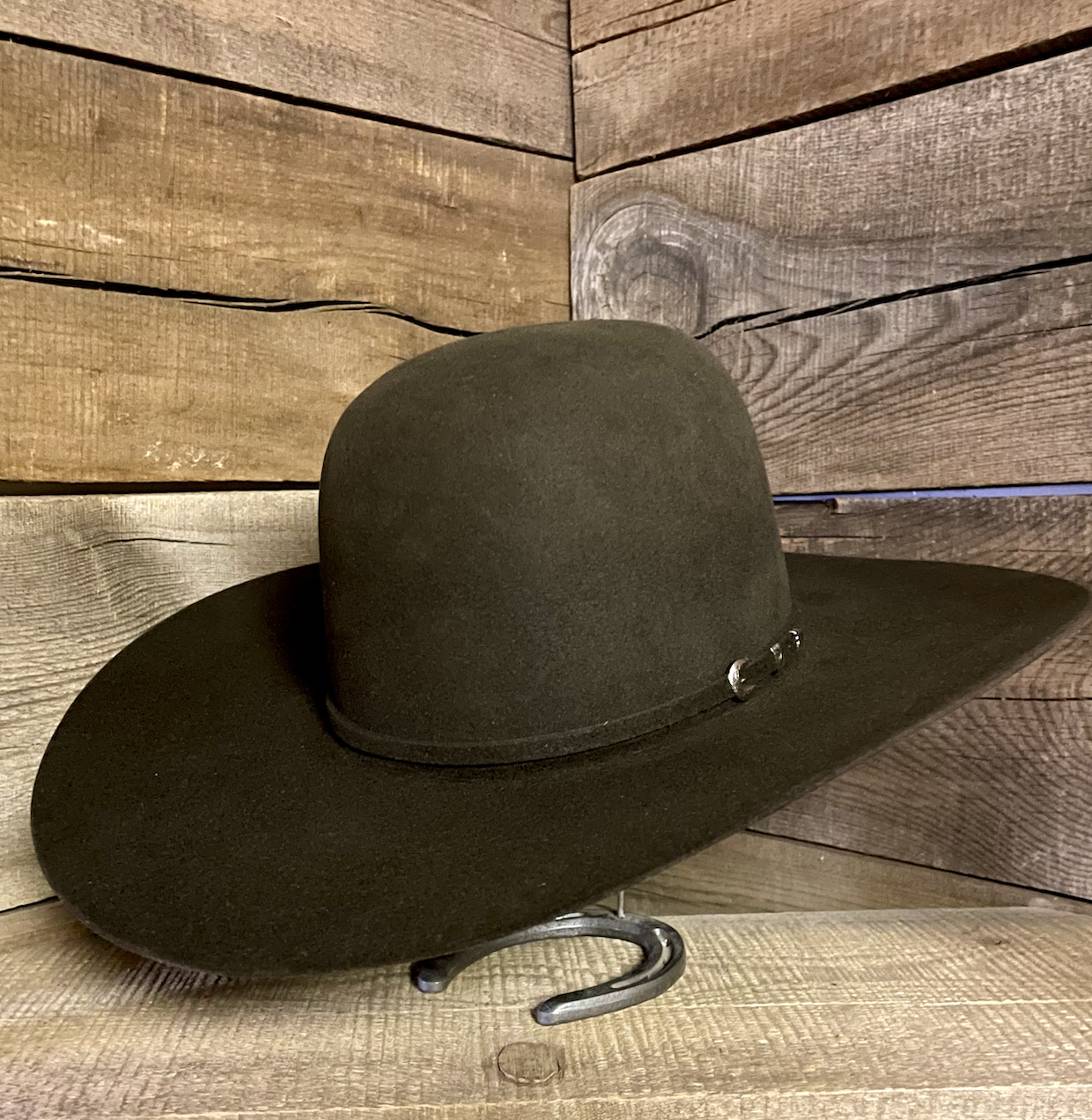 Rodeo King 7X Moss 4 1/2 Open 5 3/4 Self Hat