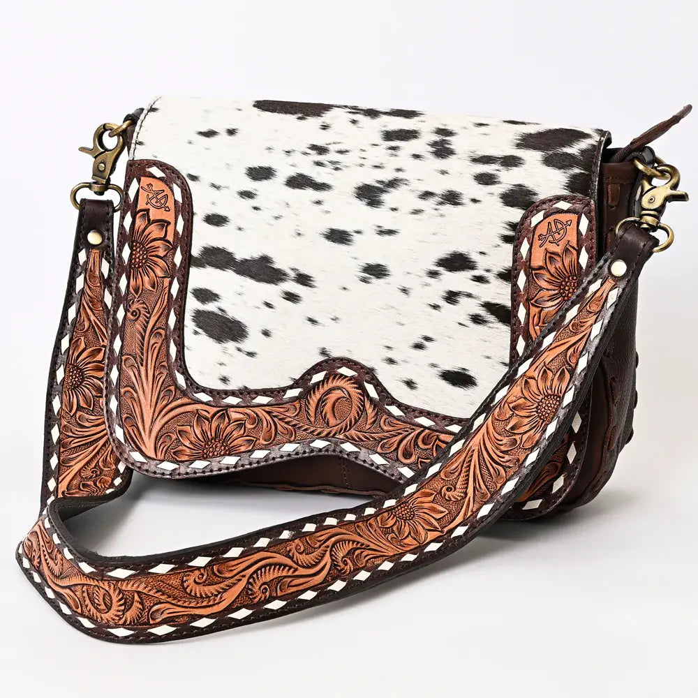 American Darling Cowhide Tooled Leather Sunflower Crossbody ADBGA377