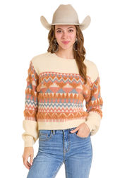 Rock & Roll Cowgirl Geo Striped Sweater BW32T07022