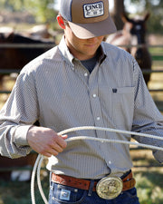 Cinch Mens Brown & White Print LS MTW1106142.