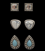 Silver Strike 3 Pair Stud Earrings Pack DE021SBTQ