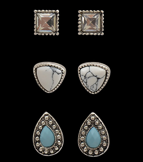 Silver Strike 3 Pair Stud Earrings Pack DE021SBTQ