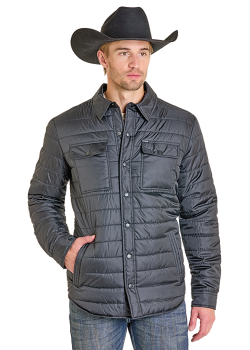 Rock & Roll Men's Black Puffer Shirt Jacket BM92C06748