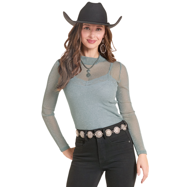 Rock & Roll Denim WMN's Lurex Long Sleeve Blouse MBW2209962.