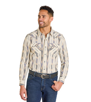 Panhandle Slim Men's Ikat Striped Tan Shirt PMN2S07493