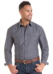 Rock & Roll Men's Gray LS Snap RMN2S09544.