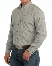 Cinch Men's Olive Striped LS MTW1347162.
