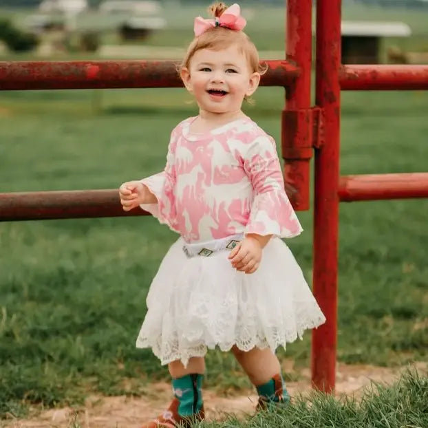 Shea Baby Infant/Toddler Girls Grazing Horses Onesie.