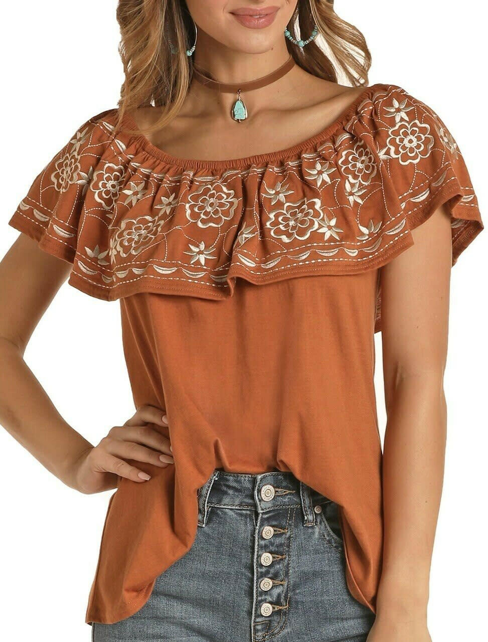 Panhandle Ladies Off the Shoulder Copper Top C3 Size Small.