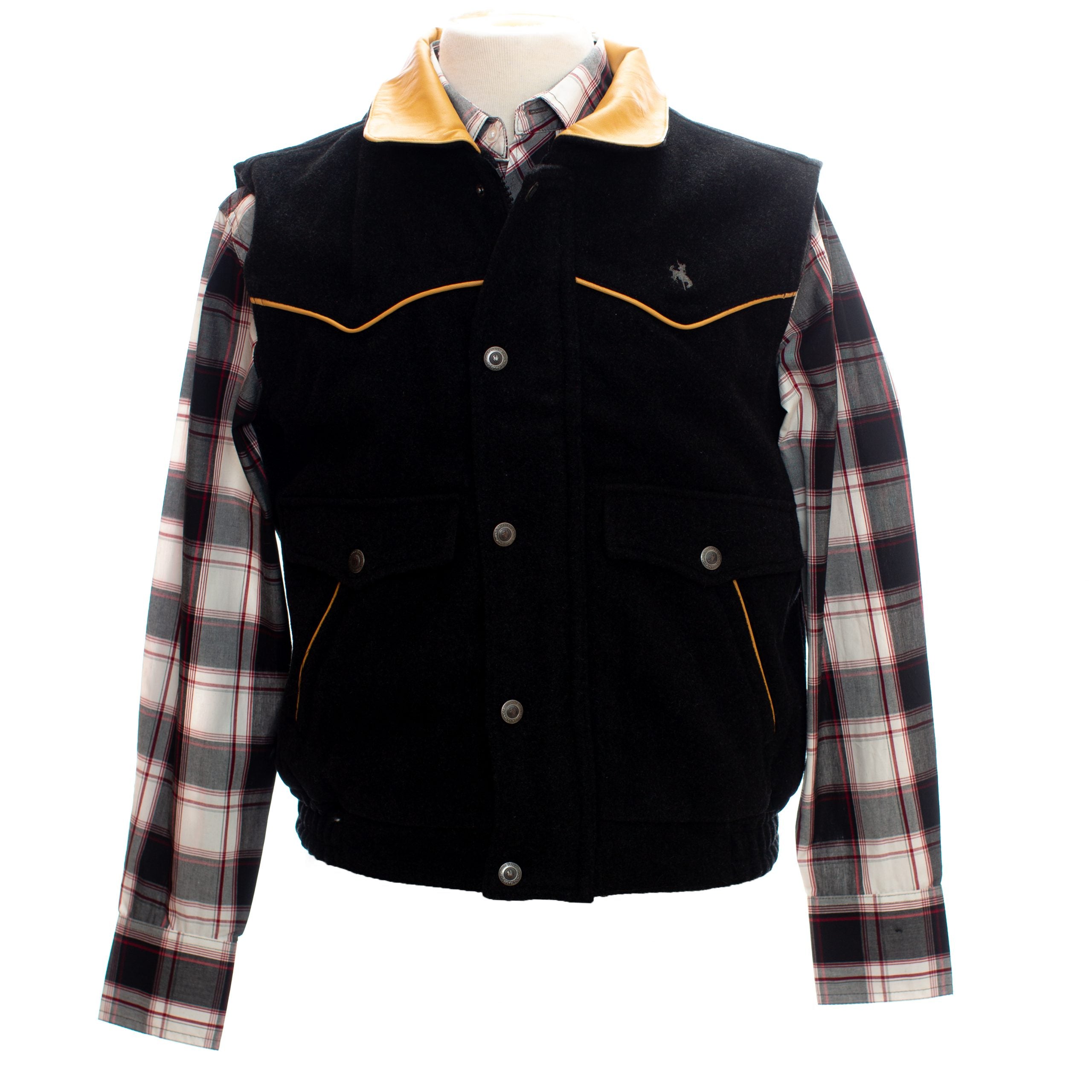 Wyoming Traders Wool Nevada Vest with Leather Collar