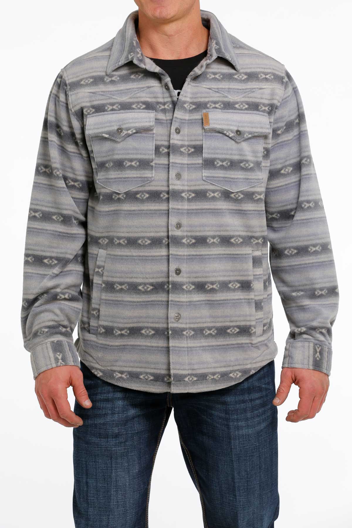Cinch Men's Grey Striped Shirt Jacket MWJ1580001 C4