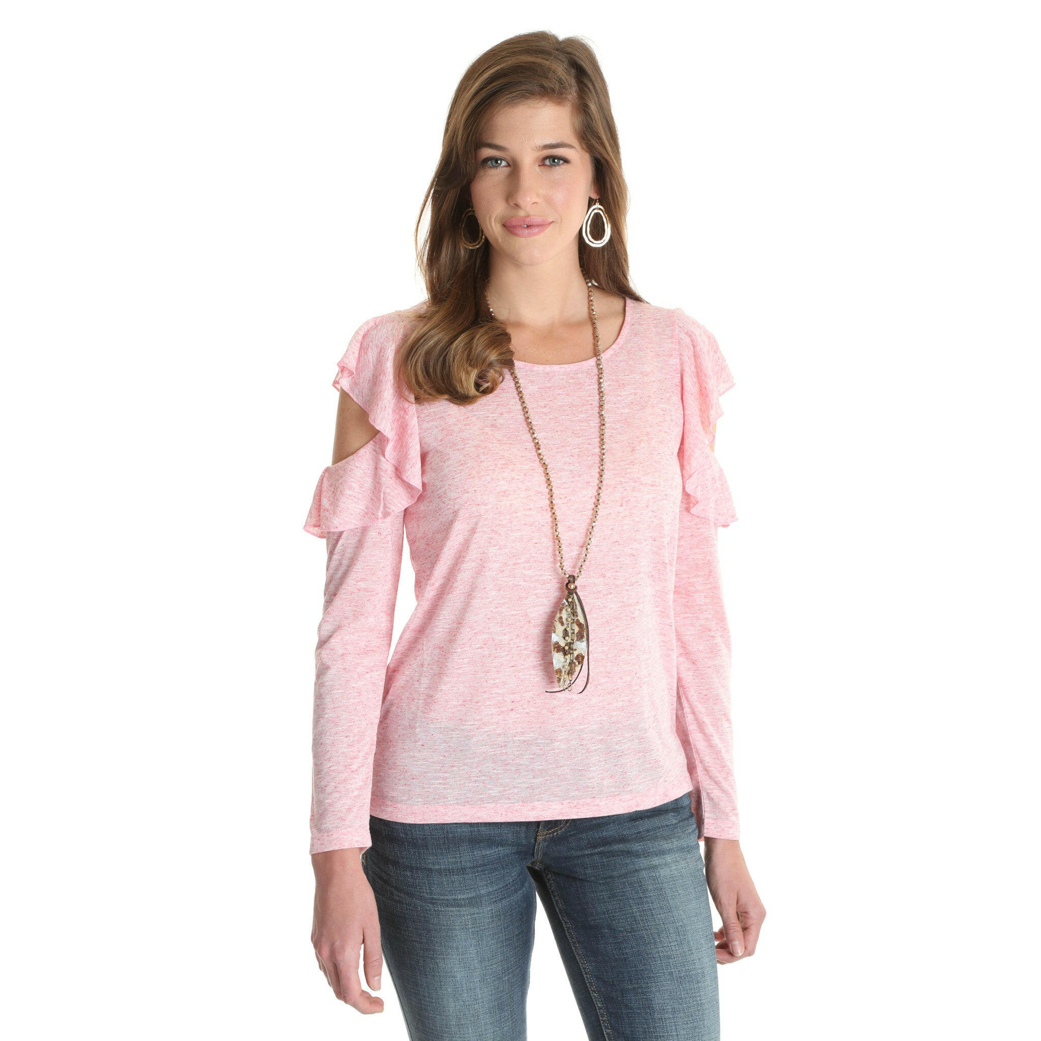 Wrangler Women's Light Pink Ruffle Blouse C4.