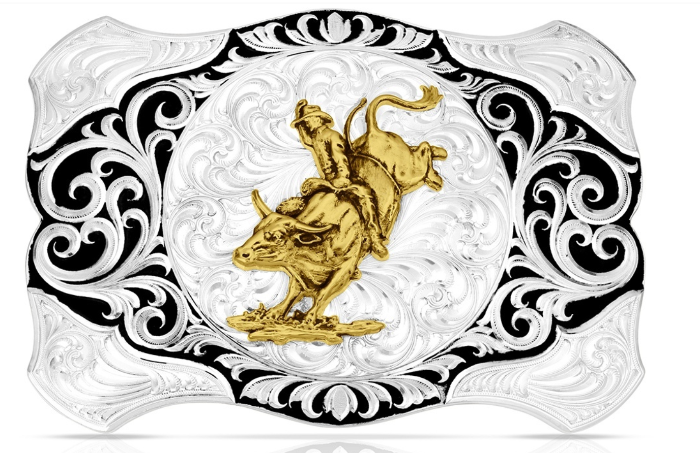 Montana Silversmiths Painted Canyon Buckle with Bull Rider 57510-205H