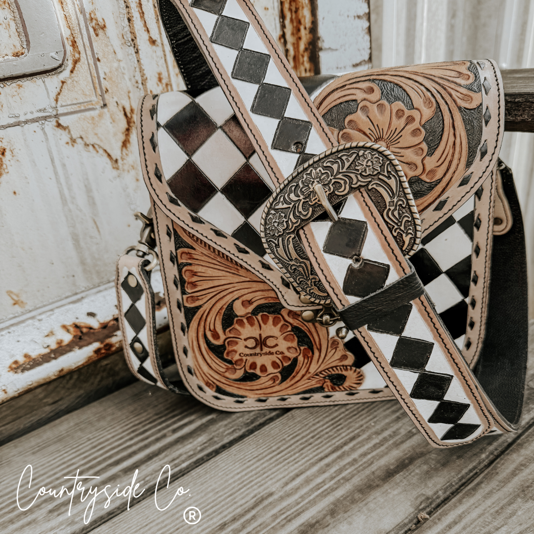 Countryside Melrose Tooled Checkered Handbag