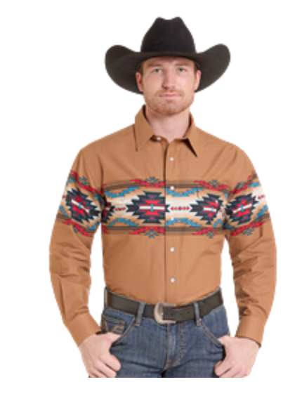 Panhandle Slim 2 Pkt Border Snap Tan SMN2S10142.