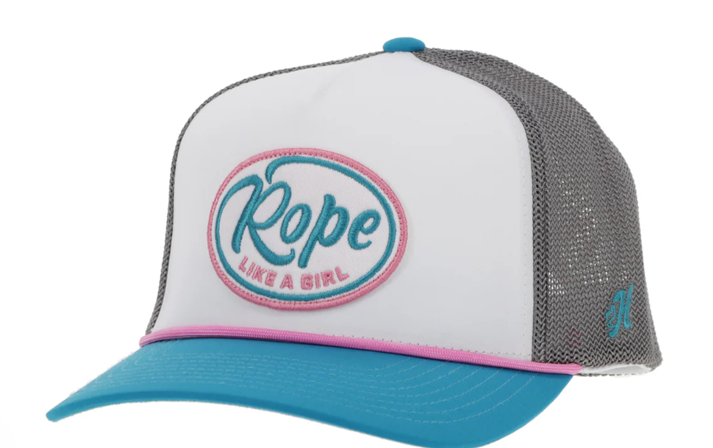 Hooey Rope Like A Girl White and Turquoise Trucker Cap 2491T-WHGY
