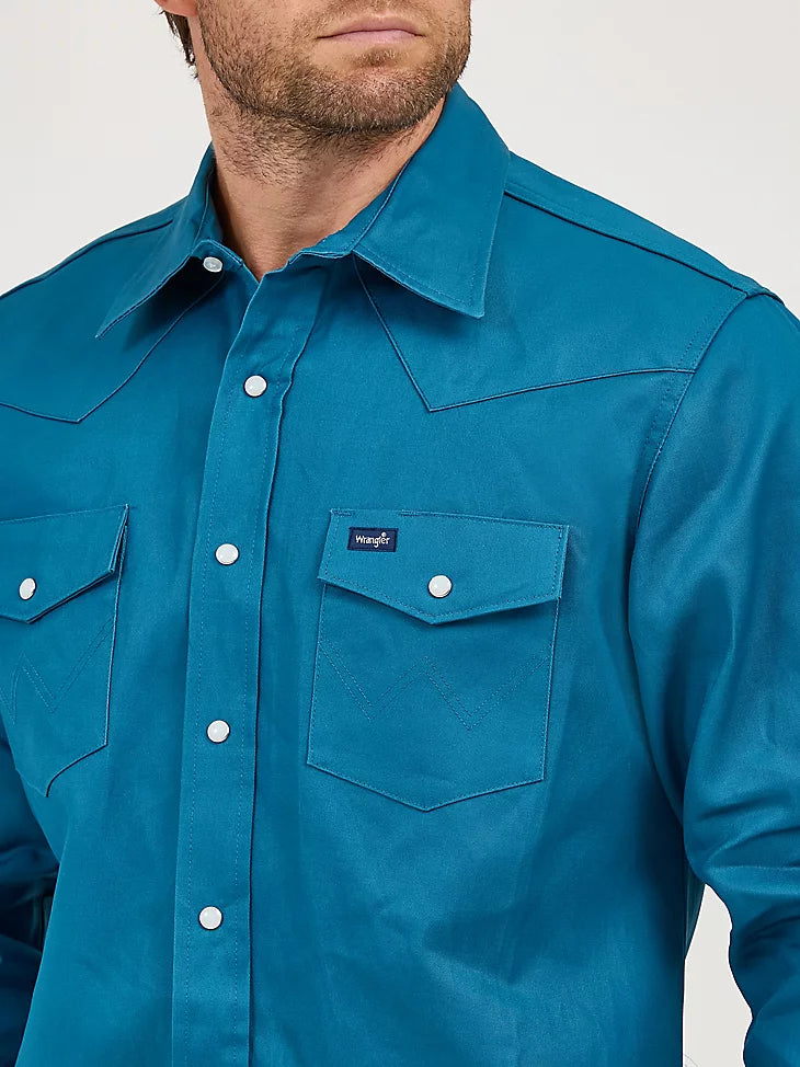 Wrangler Men's Cowboy Cut Firm Finish Snap Front Shirt.