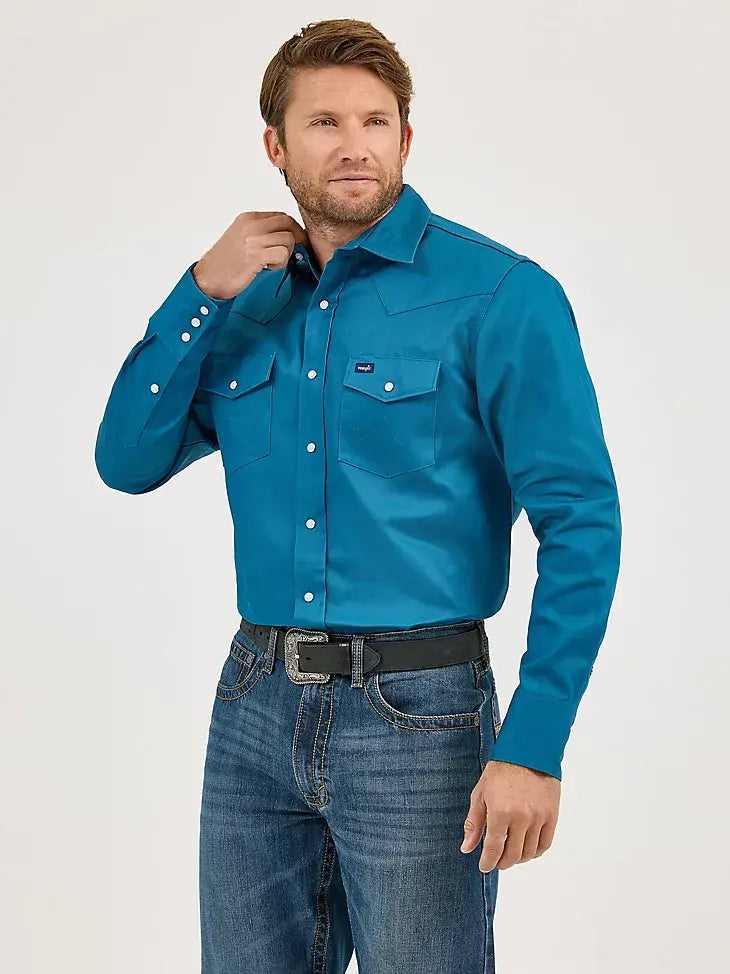 Wrangler Men's Cowboy Cut Firm Finish Snap Front Shirt.