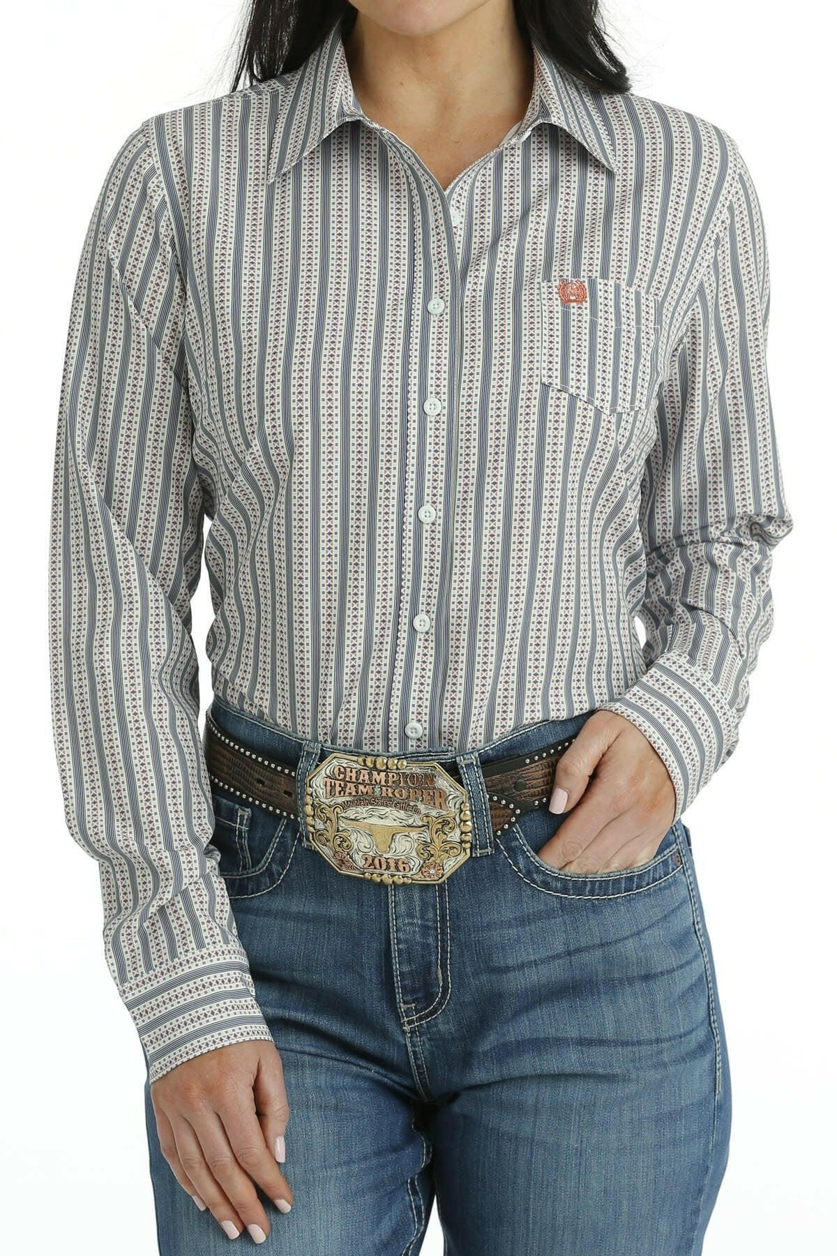 Cinch Ladies Stripe Button Down Arenaflex Shirt.