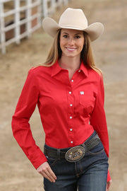 Cinch Women's Red Long Sleeve Shirt.