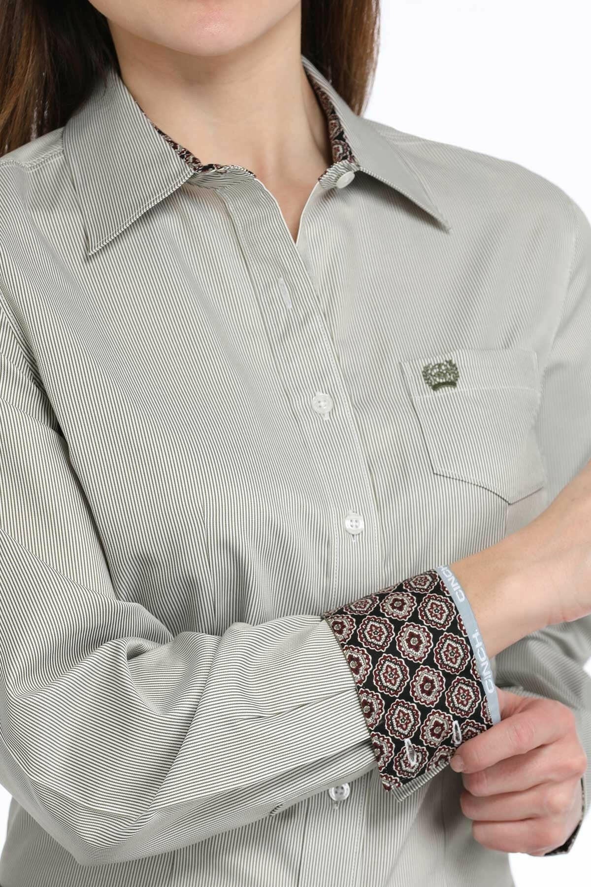 Cinch Women's Stripe Button Down Shirt.