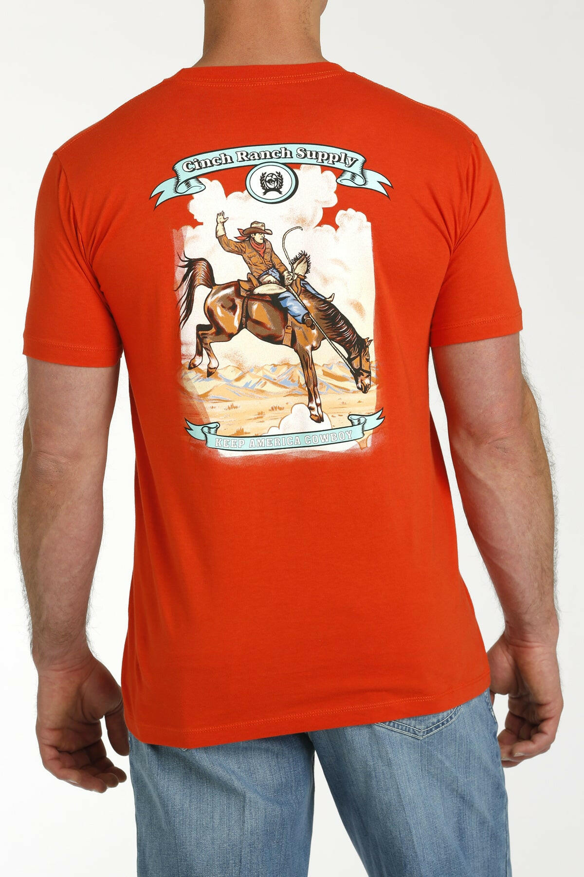 Cinch Men's Red Graphic Tee.