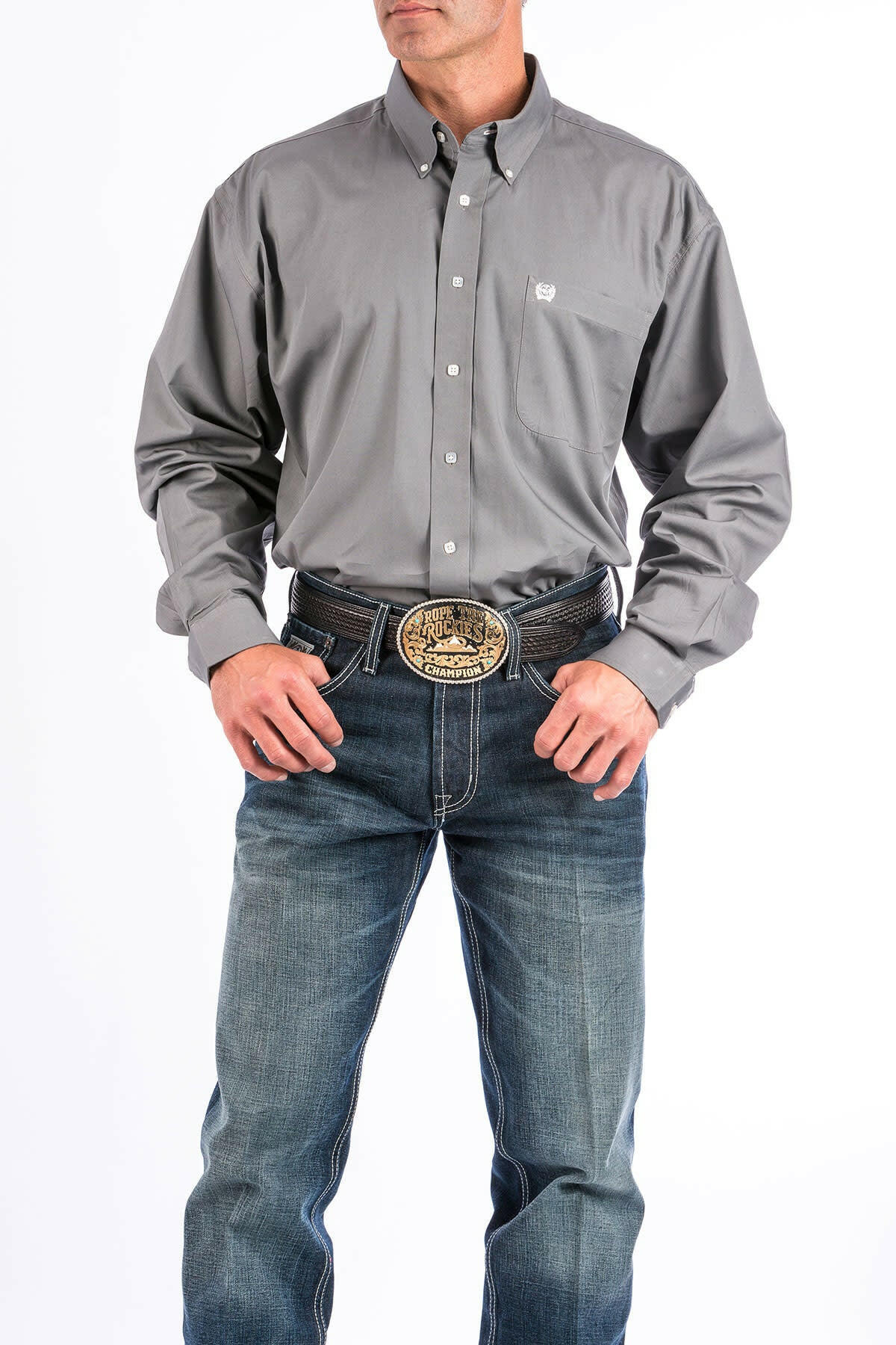 Cinch Men's Grey Button Down Shirt.