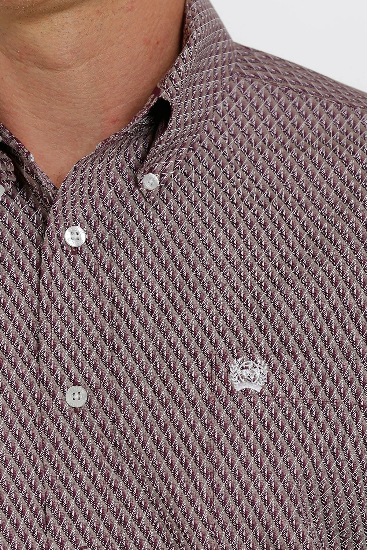 Cinch Men's Purple Geometric Print Button Down Shirt.