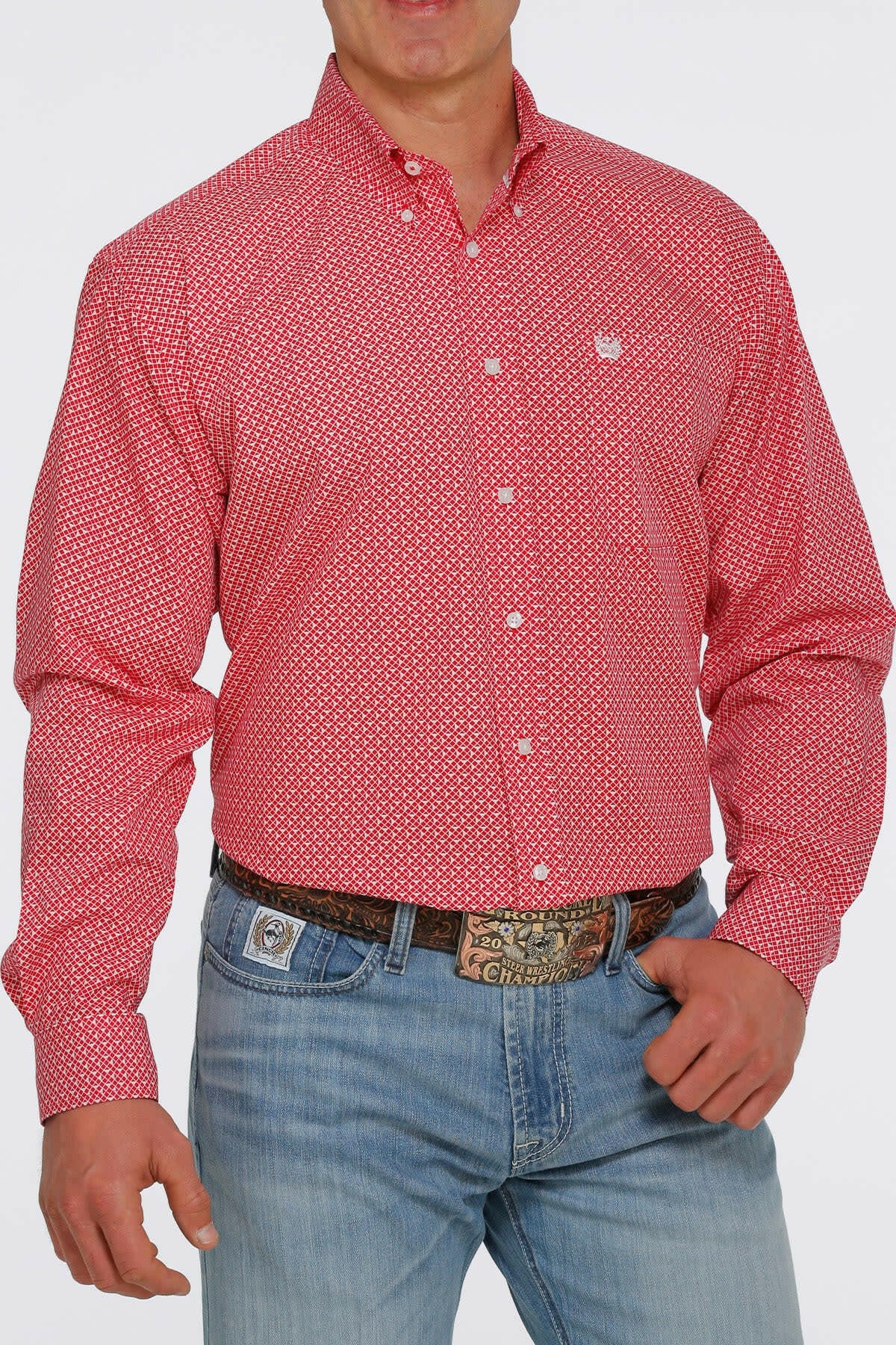 Cinch Men's Red Patterned Shirt.