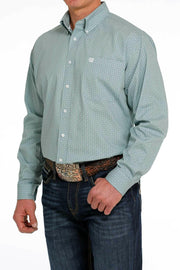 Cinch Men's Light Blue Printed Shirt Size XL.