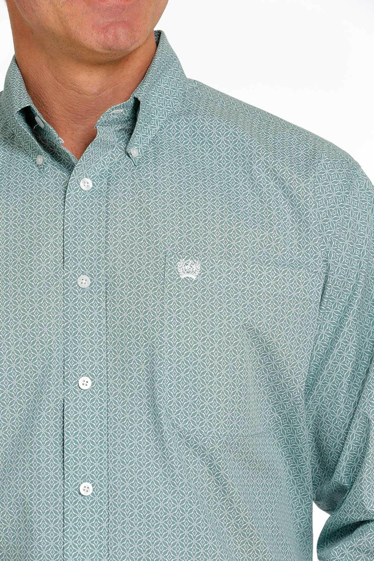 Cinch Men's Light Blue Printed Shirt Size XL.