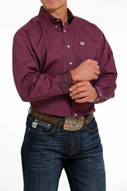 Cinch Men's Solid Purple Long Sleeve Shirt.