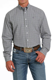 Cinch Men's Grey Plaid Long Sleeve Shirt C3.