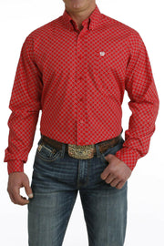 Cinch Men's Red Medallion Print Button Down Shirt.