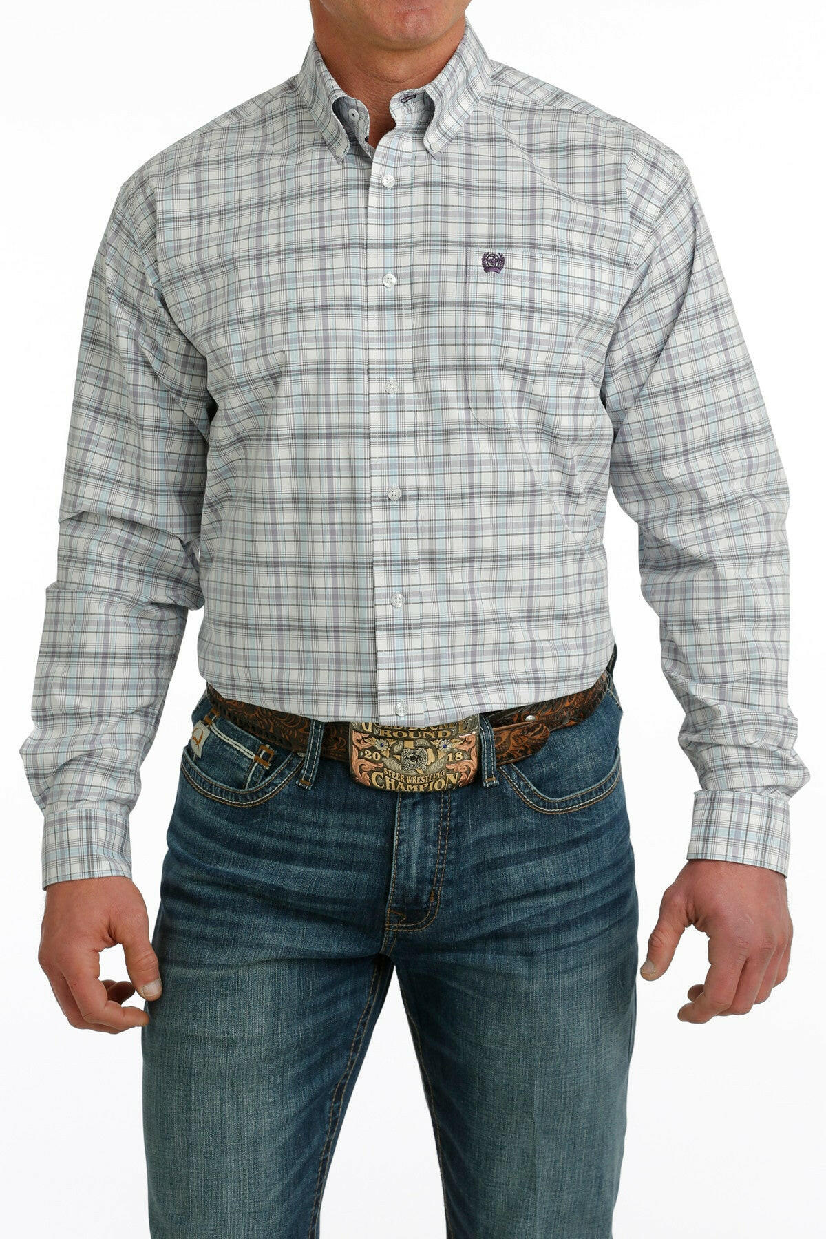 Cinch Men's Plaid Long Sleeve Shirt.