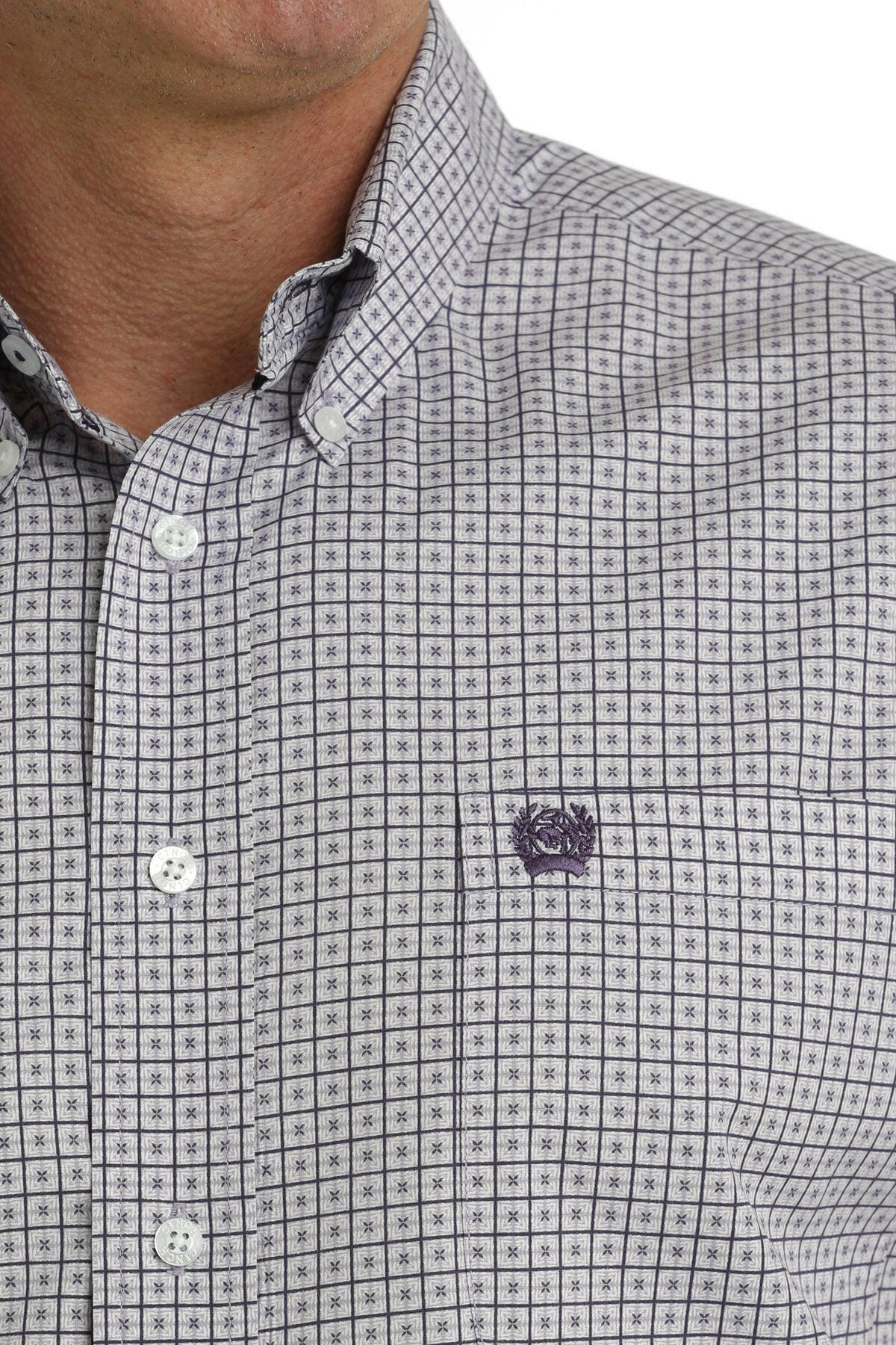 Cinch Men's Purple Patterned Long Sleeve Shirt.
